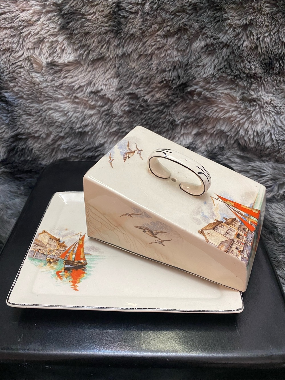 Vintage Ceramic Sloped  Cheese/Butter Dish. - Picture 12 of 16